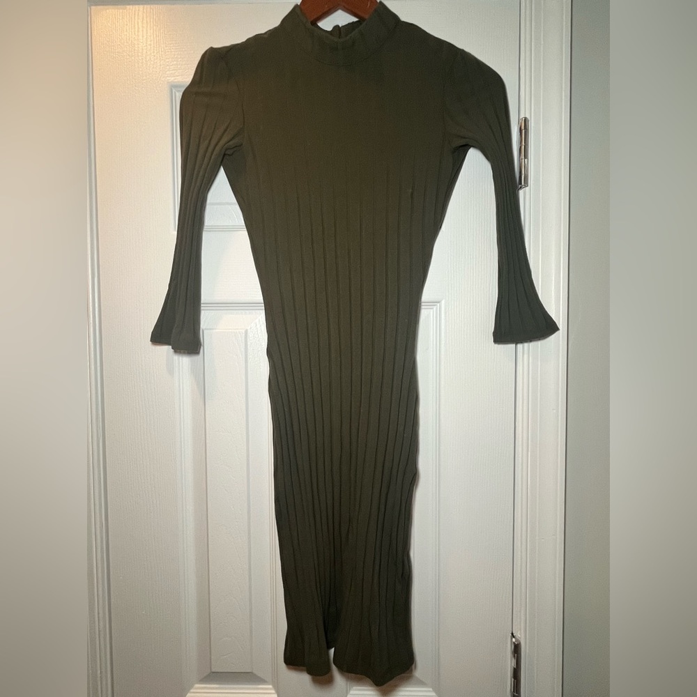 Bebe Forest Green Longsleeve Bodycon Dress
